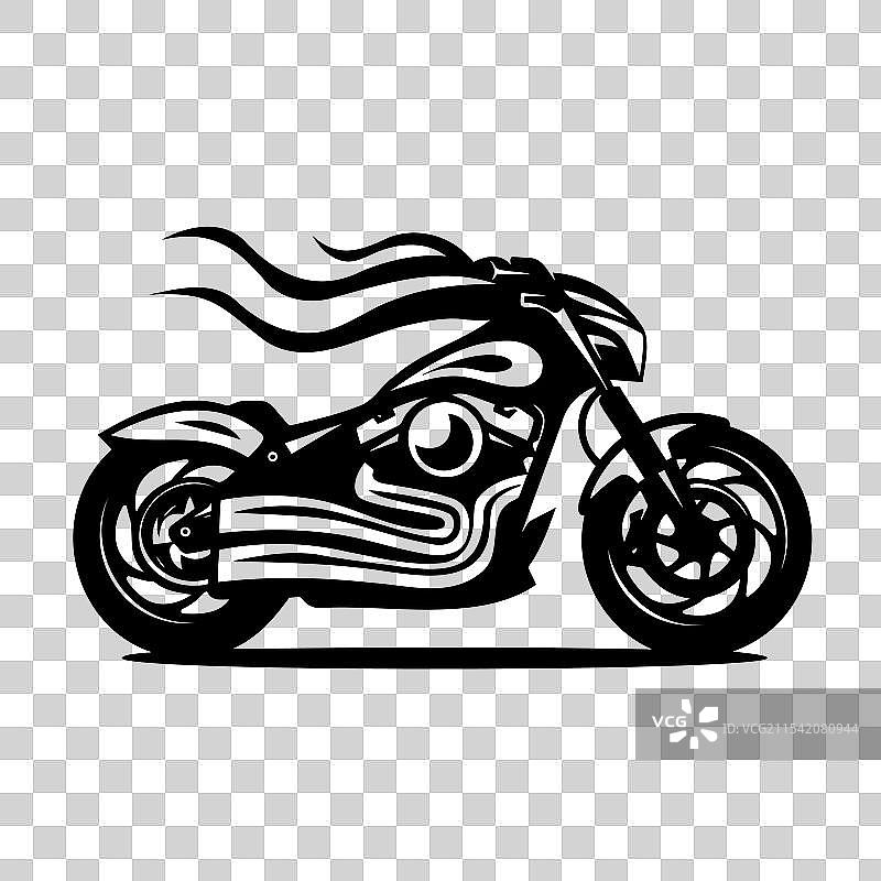 黑白摩托车剪影与火焰图片素材