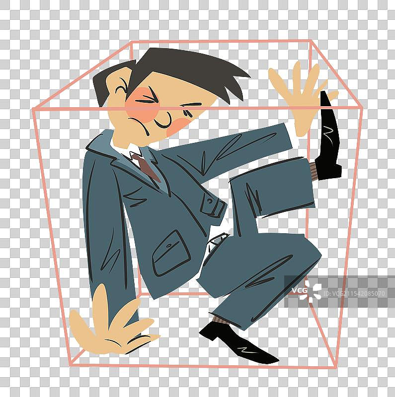 被压力困住的男人卡通漫画角色元素图片素材