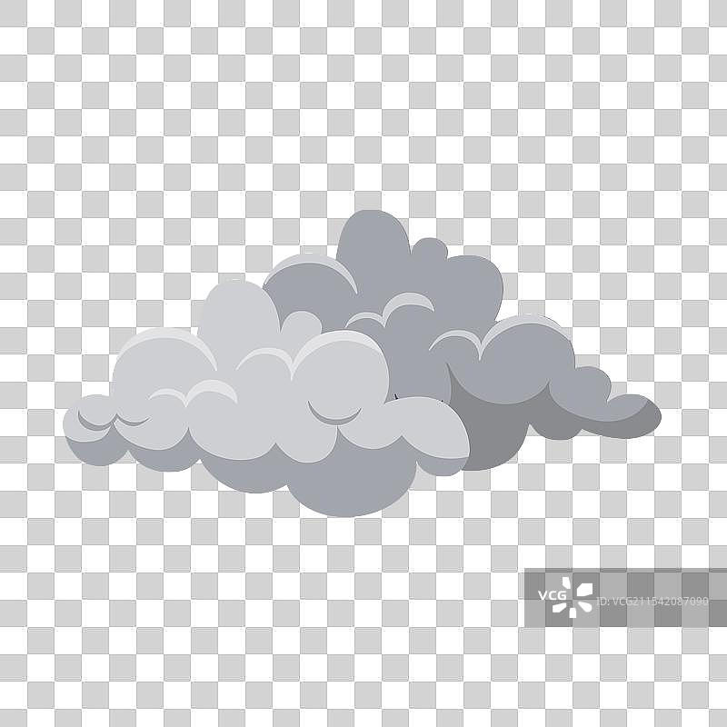 灰色云朵孤立在白色背景上，正在下雨图片素材
