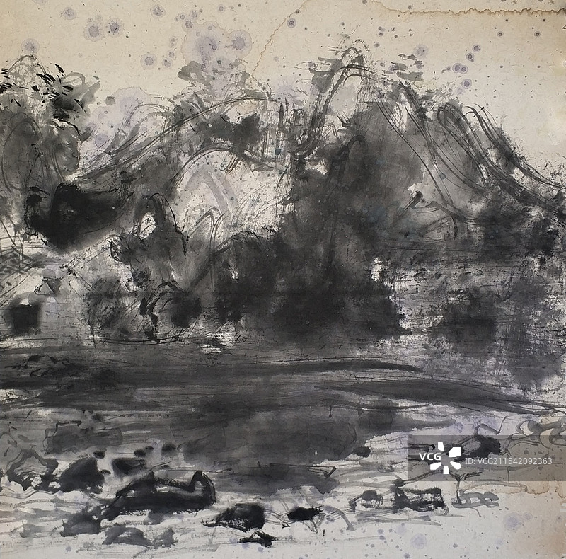 《寒山2》纸本.水墨图片素材