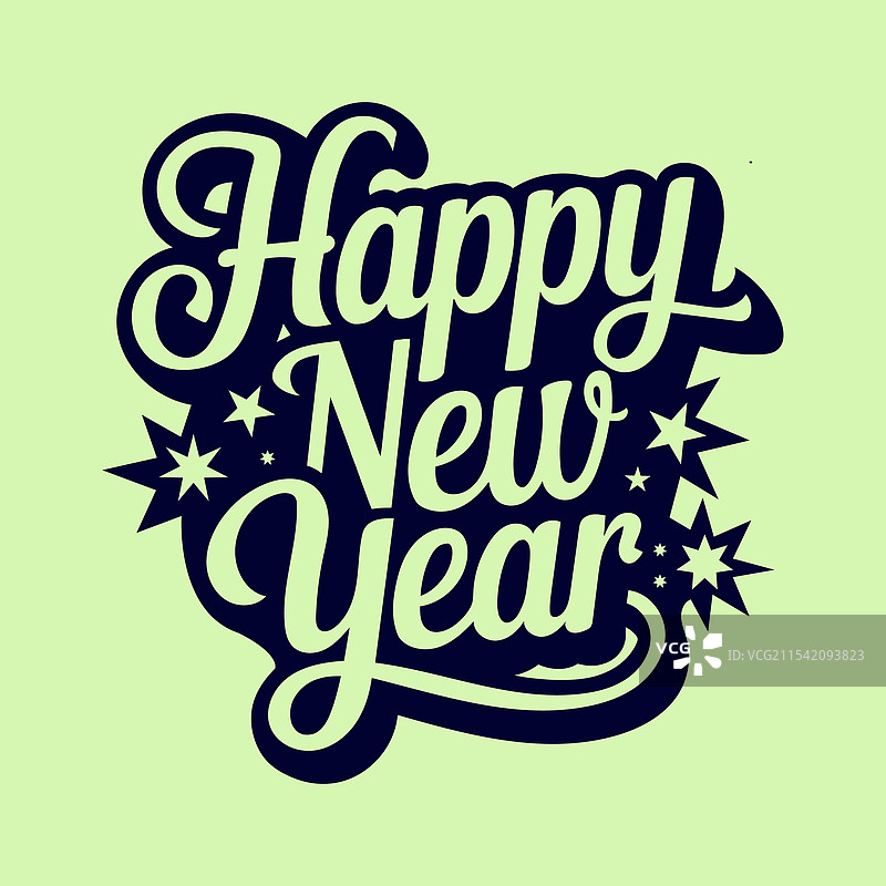 新年快乐手写字母图像图片素材