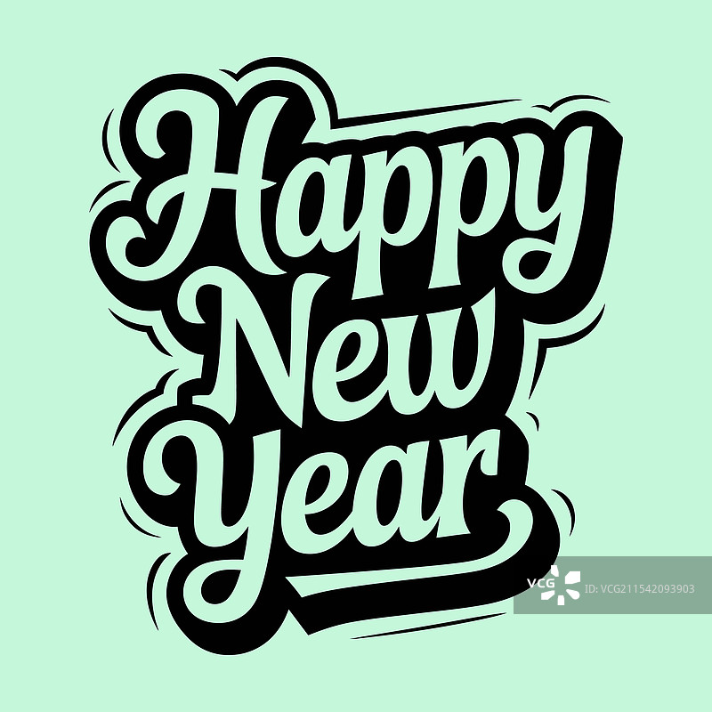 新年快乐手写字母图像图片素材