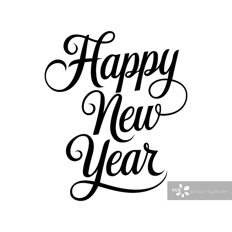 新年快乐手写字母图像图片素材