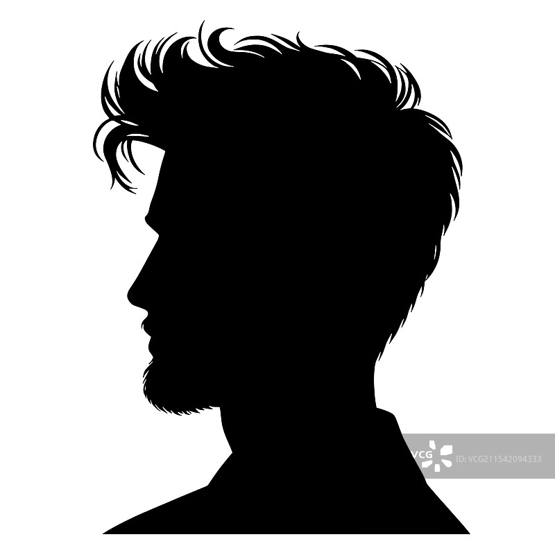 男子侧脸轮廓，带有纹理的头发图片素材