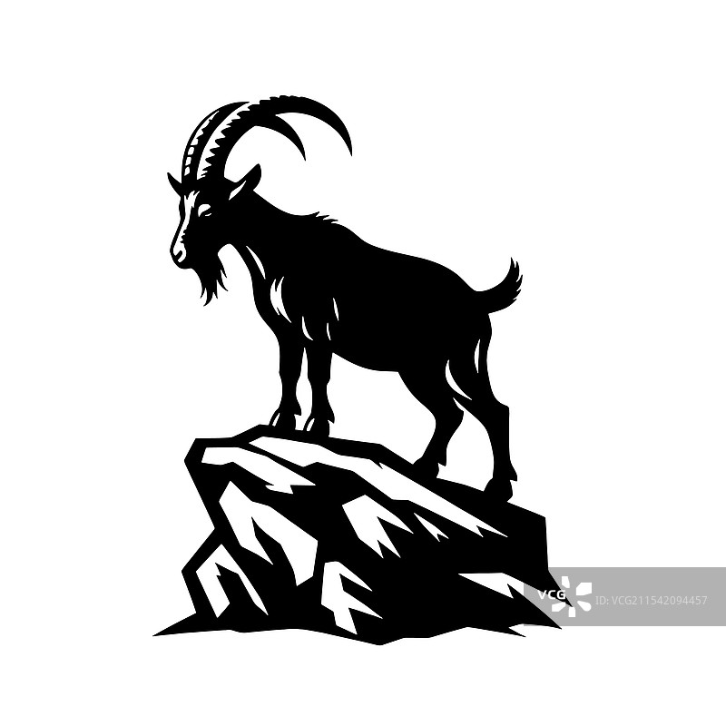 雄伟的山羊黑色剪影图片素材