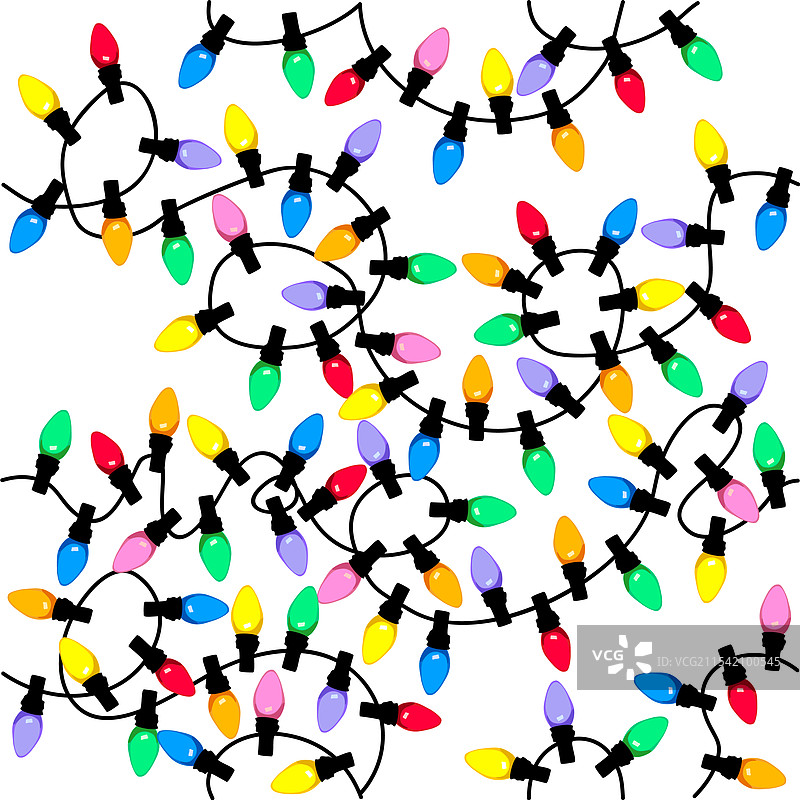 多彩灯泡串的无缝图案艺术图片素材