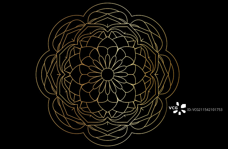 黑色奢华曼陀罗装饰设计图片素材