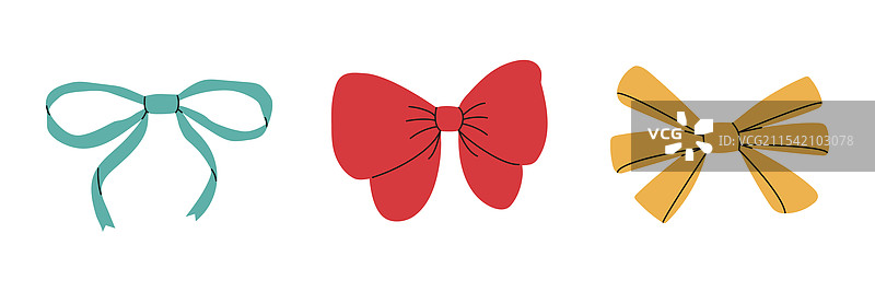 手绘风格的装饰蝴蝶结套装图片素材