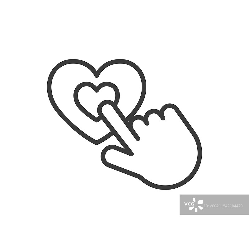 慈善点击心形图标的线条设计图片素材