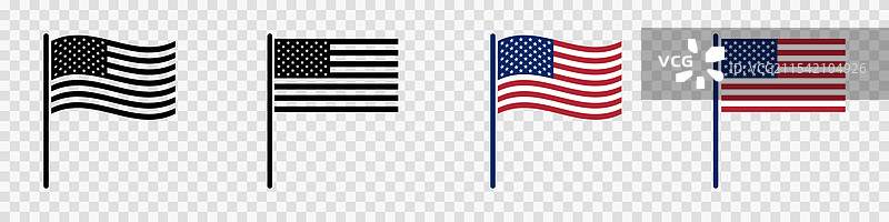 四种黑色美国国旗的风格图片素材