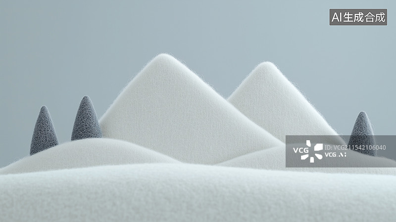 【AI数字艺术】毛毡质感冬日雪景图片素材