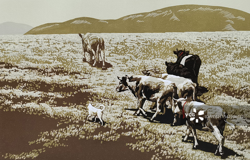 《静谧之晨》绝版木刻图片素材