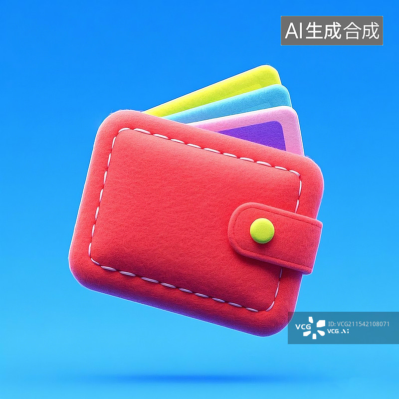【AI数字艺术】3D卡通毛毡钱包图片素材