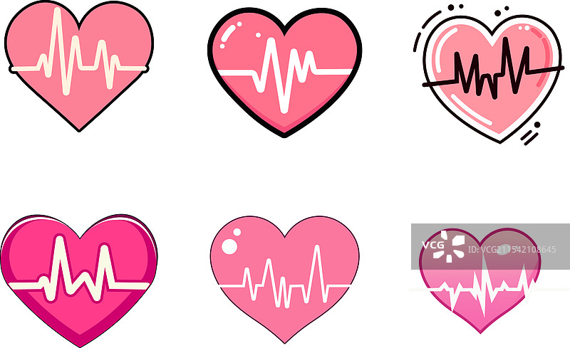 粉色心形心跳和心率图标，充满爱意图片素材