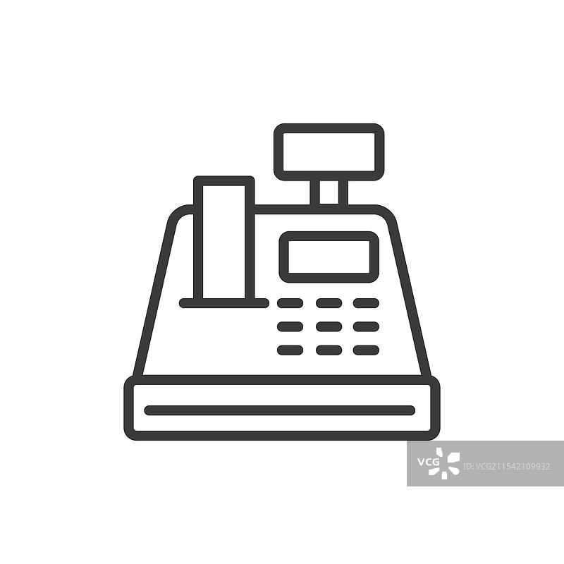 线条设计的旧收银机图标图片素材