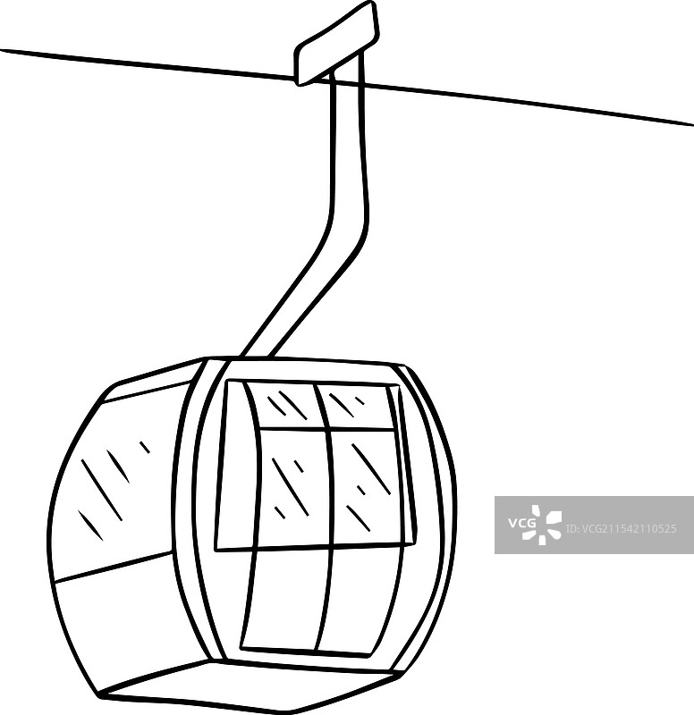 滑雪山坡缆车孤立图标线条图形图片素材