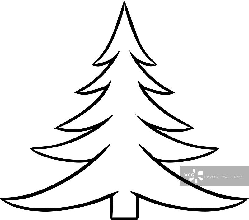 小松树的线条图形绘画图片素材