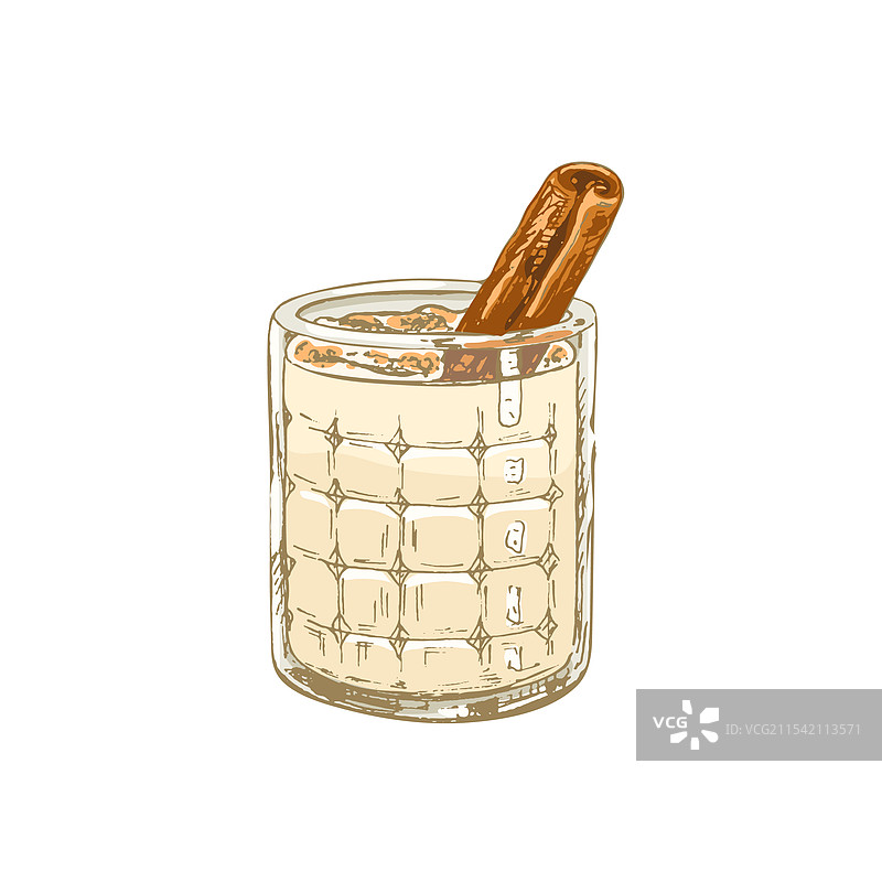 复古风格的玻璃杯霍查塔配肉桂棒图片素材