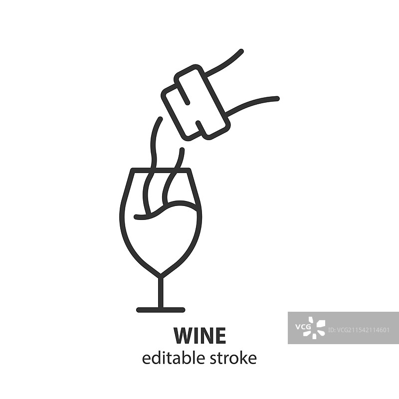 酒瓶和酒杯的线条图标图片素材