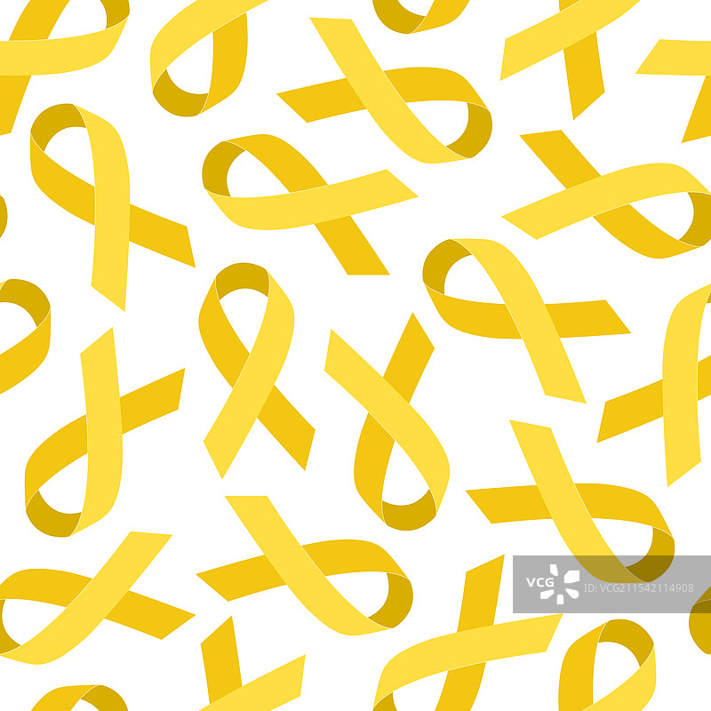 黄色丝带无缝图案，儿童癌症图片素材