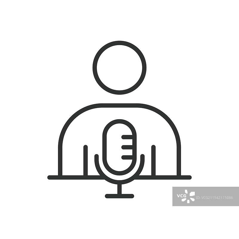 播客主持人图标，线条设计，播客节目图片素材