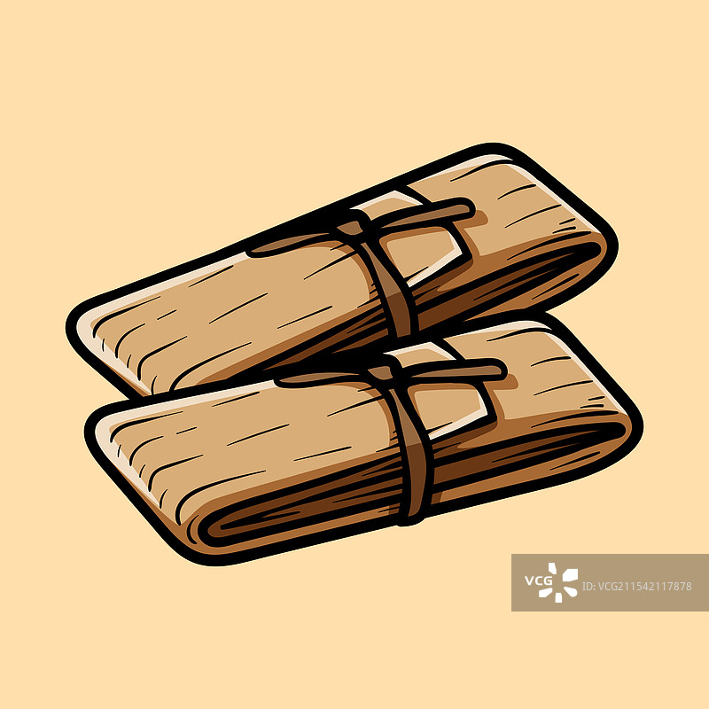 两个孤立的玉米饼彩色线条画图片素材