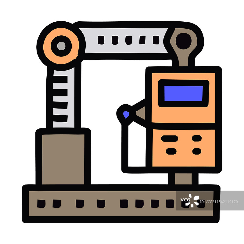 可编辑轮廓图标的机器人手臂填充设计图片素材