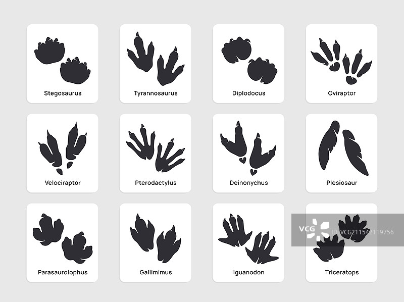 恐龙爪子套装 古生物学图标与恐龙图片素材
