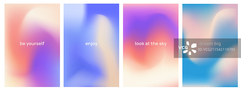 彩色渐变海报套装，彩虹传单与图片素材