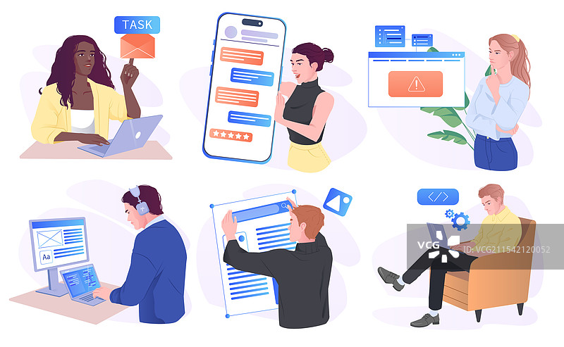 一组男女程序员图片素材