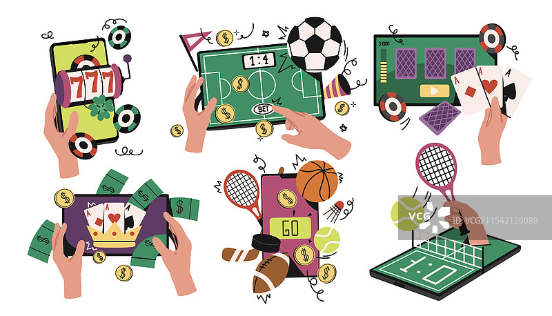 一组在线体育博彩的人物图片素材