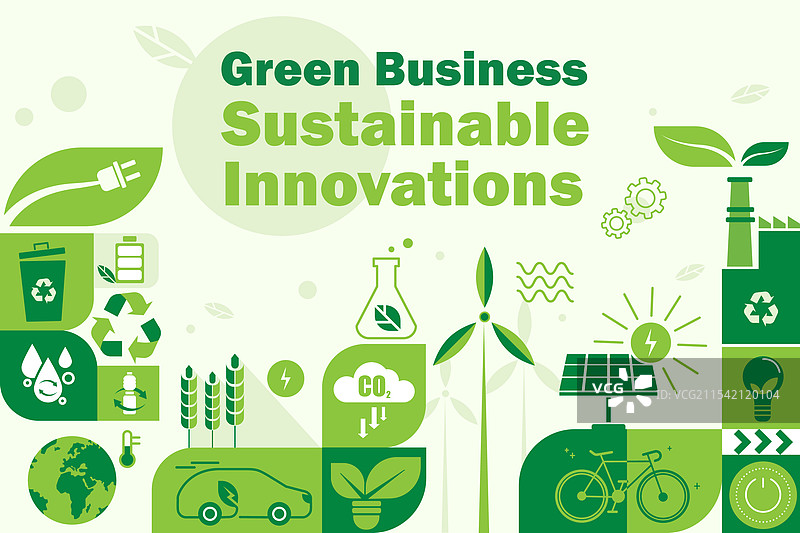 绿色商业横幅，包含元素图片素材