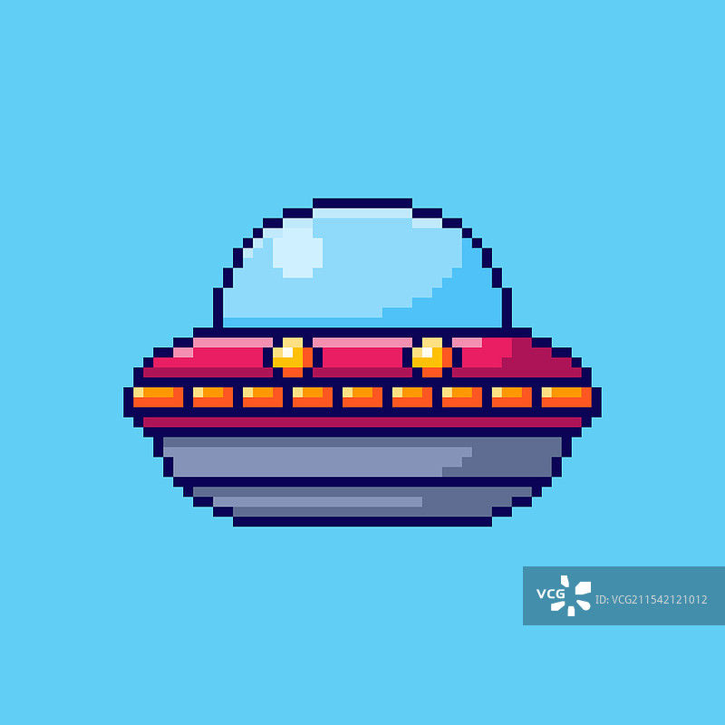 pixel art ufo spaceship game asset design图片素材
