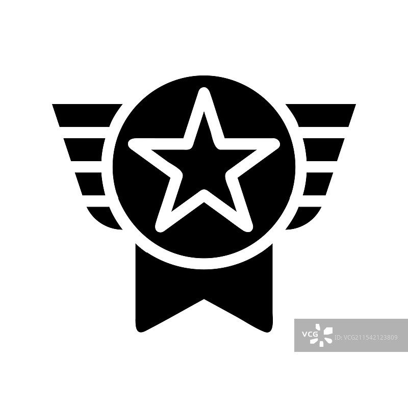 带星星和翅膀的奖章徽章概念图片素材