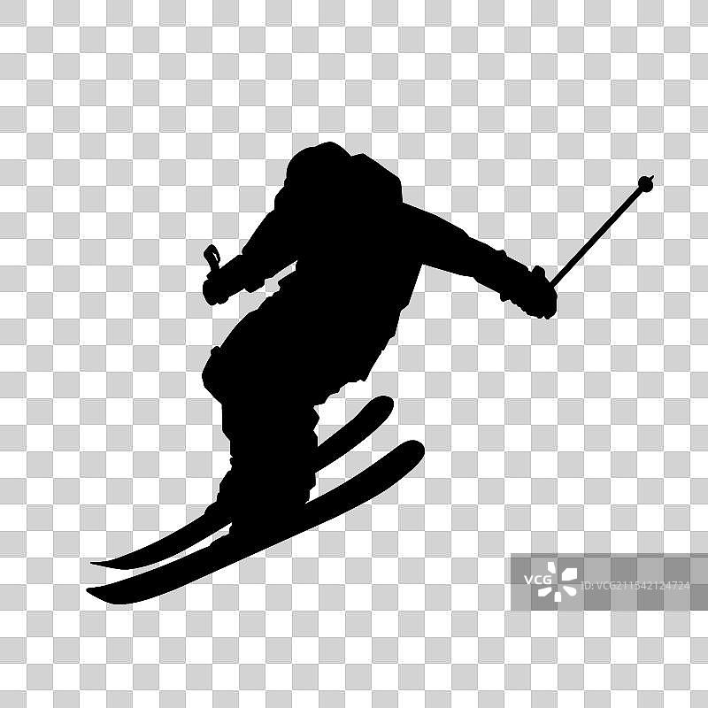 冰雪运动滑雪运动员剪影图片素材