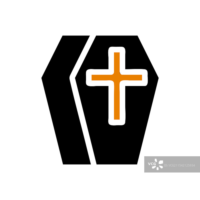 带十字架的棺材，象征死亡和葬礼的概念图片素材