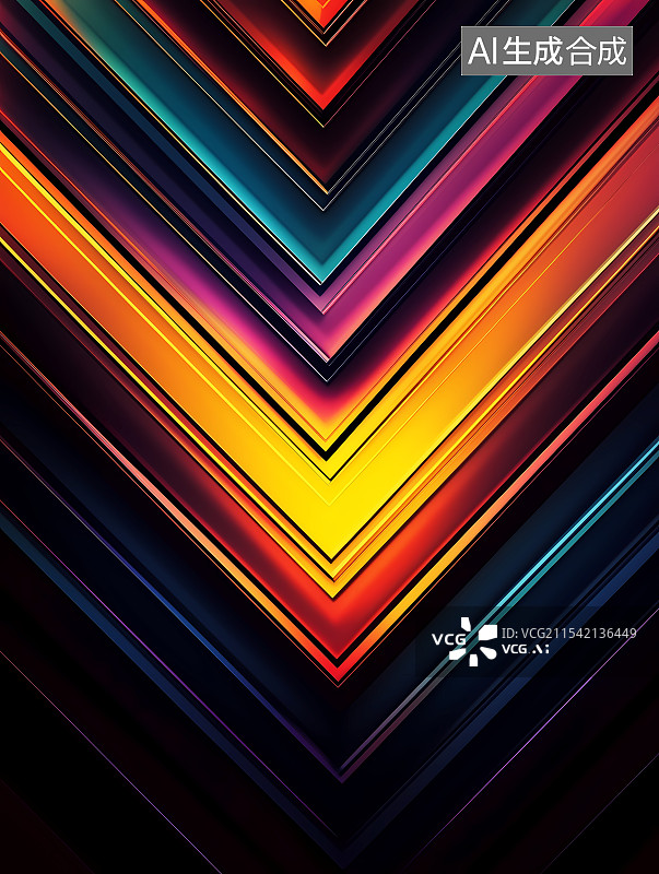 【AI数字艺术】彩色V字科技背景图片素材
