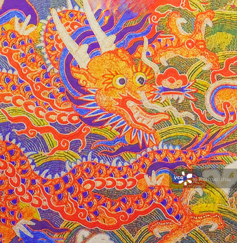 传统文化，古代刺绣吉祥图案，龙图片素材