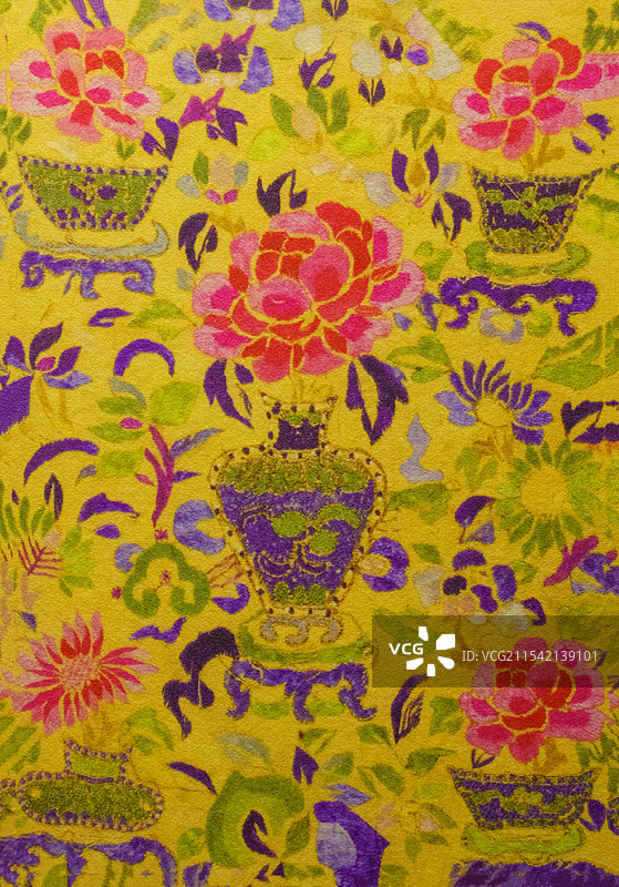 传统文化，古代刺绣吉祥图案，花瓶，牡丹图片素材