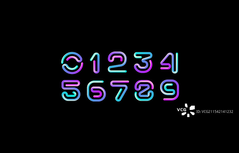 由...制成的3D数字符号0 1 2 3 4 5 6 7 8 9图片素材