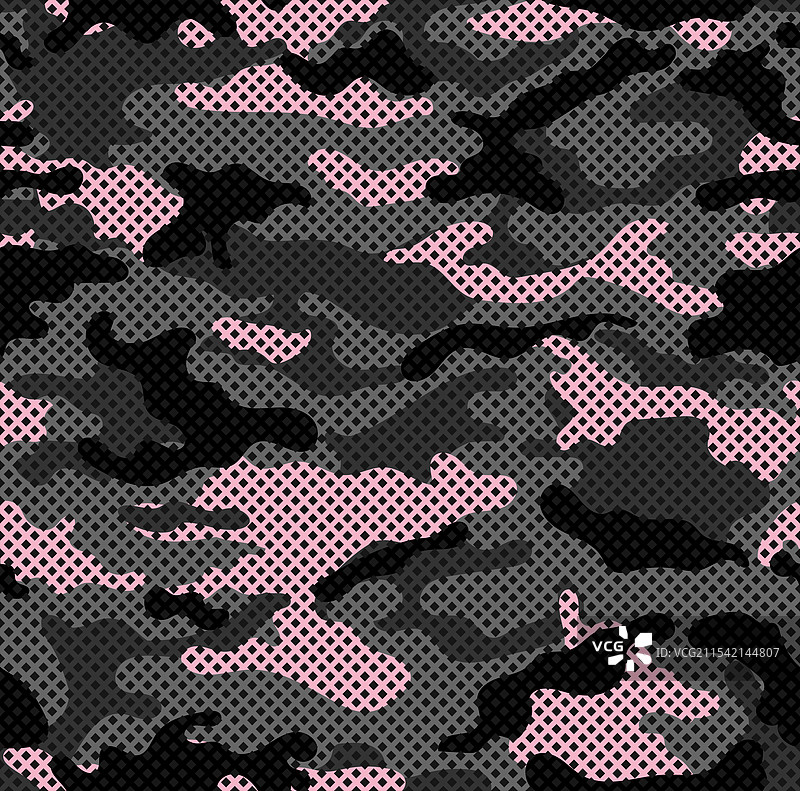 迷彩纹理无缝图案与网格图片素材