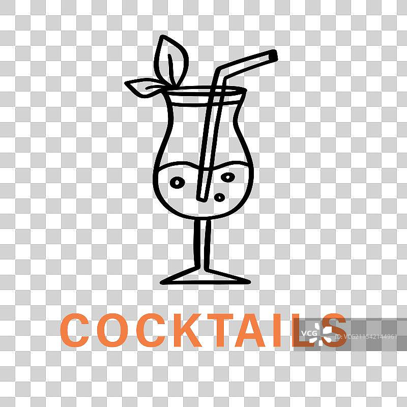 鸡尾酒吧饮品标志草图徽章图片素材
