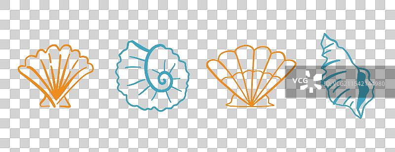 手绘海贝壳收藏涂鸦海螺图片素材