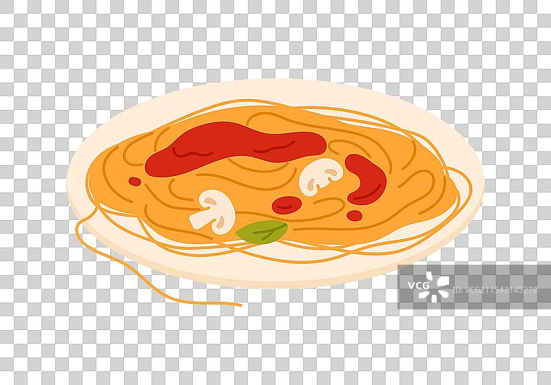 意大利面配番茄酱和蘑菇意面图片素材