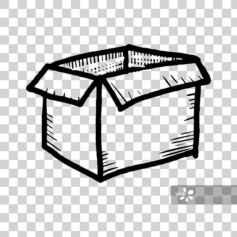 纸箱的涂鸦草图风格图片素材