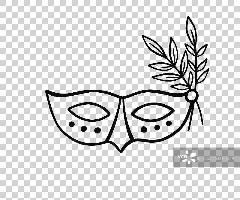 威尼斯狂欢节面具轮廓涂鸦图标图片素材