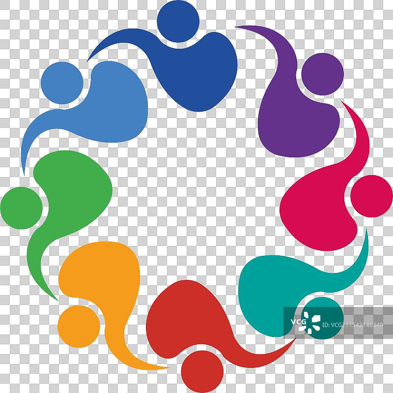 彩色动态抽象人群标志图片素材