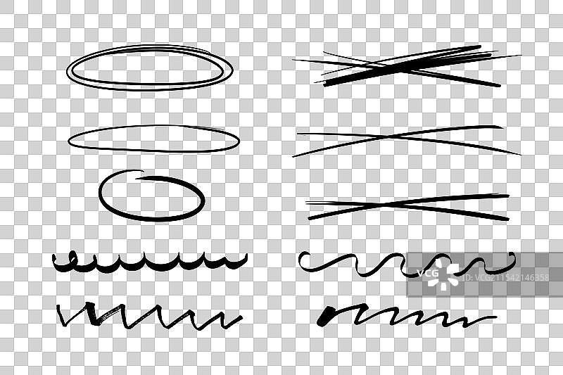 黑色线条和圆形图案的马克笔绘画图片素材