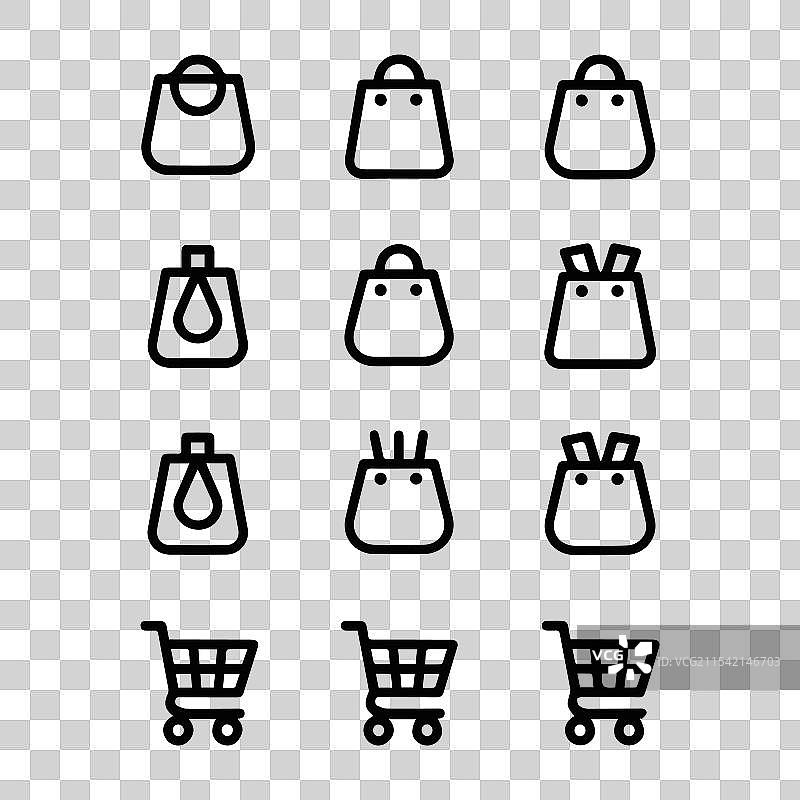 购物袋轮廓透明背景图片素材
