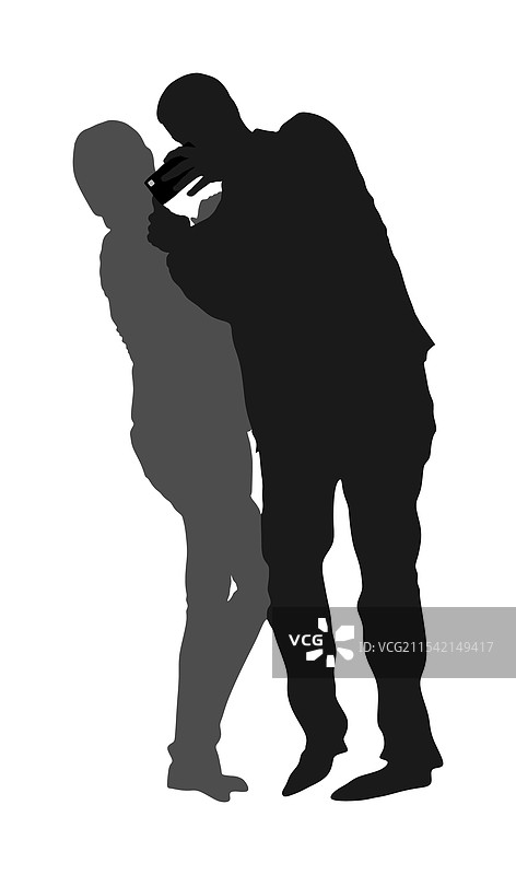 情侣在爱中拍摄剪影自拍照图片素材